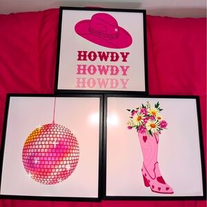 3 piece disco cowgirl wall art